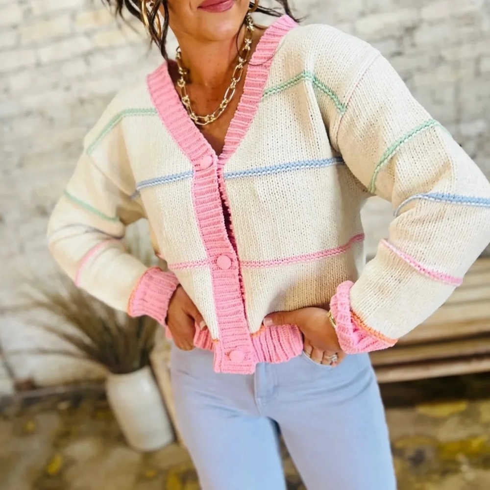 Colorful Chunky Knit Striped Women's Sweater